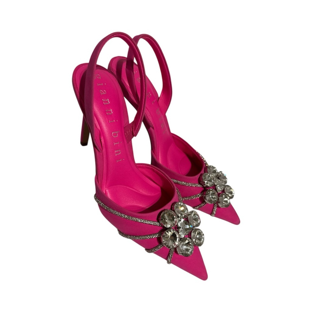 GIANNI BINI SLING BACK JEWELED HEELS(6.5)